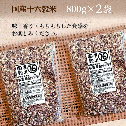 高評価★5 国産 十六穀米 800g×2 永石農産 自慢の もち麦 をベースに 発芽玄米 押し麦 小豆 黒大豆 黒米 そば米 はと麦 など 16種類を バランス良く 贅沢 に ブレンド した 雑穀米 お米 に混ぜて炊くだけ b-364