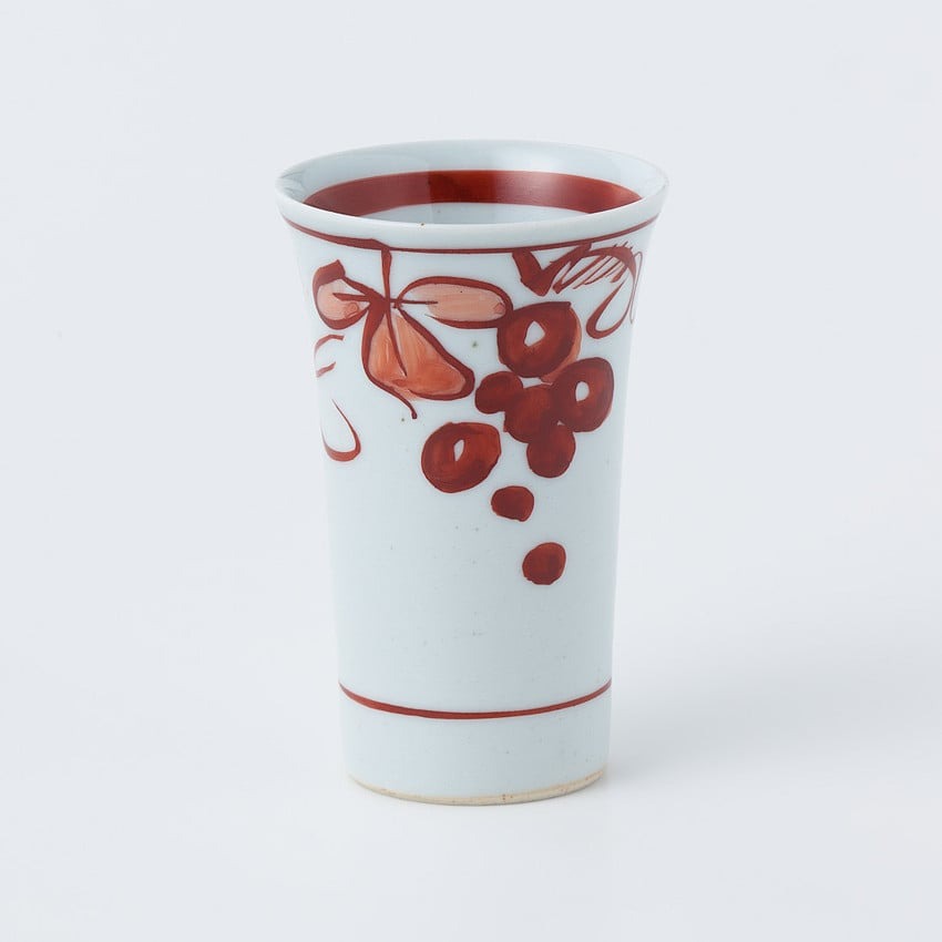[伊万里焼]伊万里陶苑 朱ぶどう柄フリーカップ