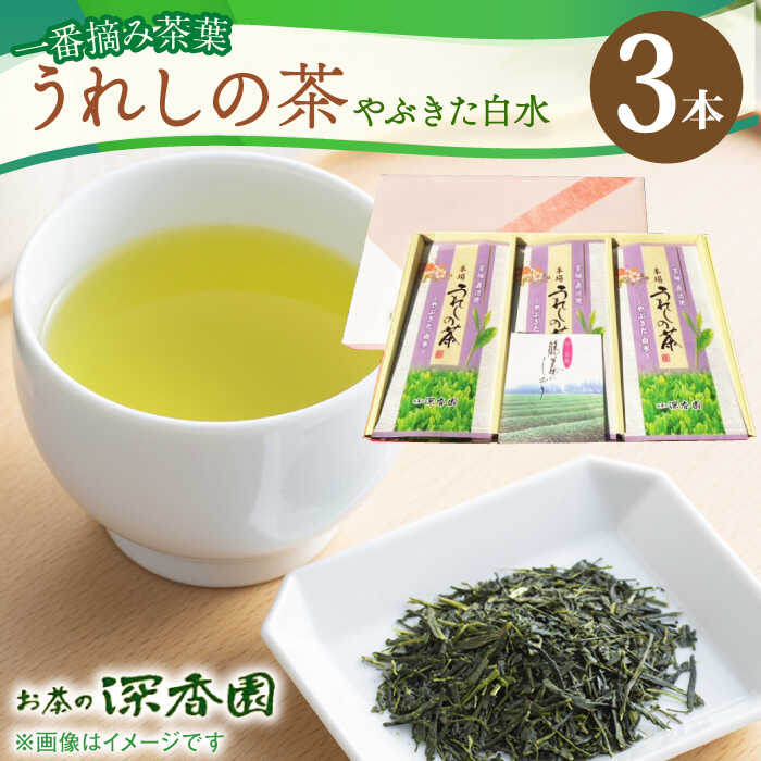 一番摘み茶葉使用 うれしの茶 3本入(やぶきた 白水 100g×3本) /お茶の深香園