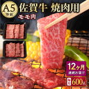 【ふるさと納税】【12回定期便】A5等級 佐賀牛 焼肉用 モモ 600g（300g×2パック）/ナチュラルフーズ[UBH073]