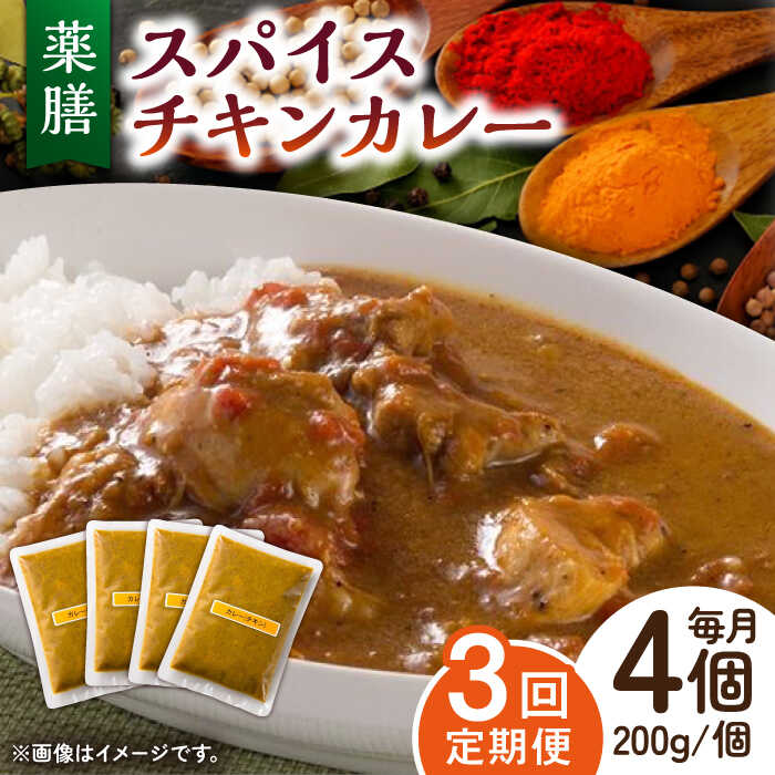 【ふるさと納税】【3回定期便】薬膳スパイスチキンカレー 4食（200g×4） /自然庵 [UCQ004]