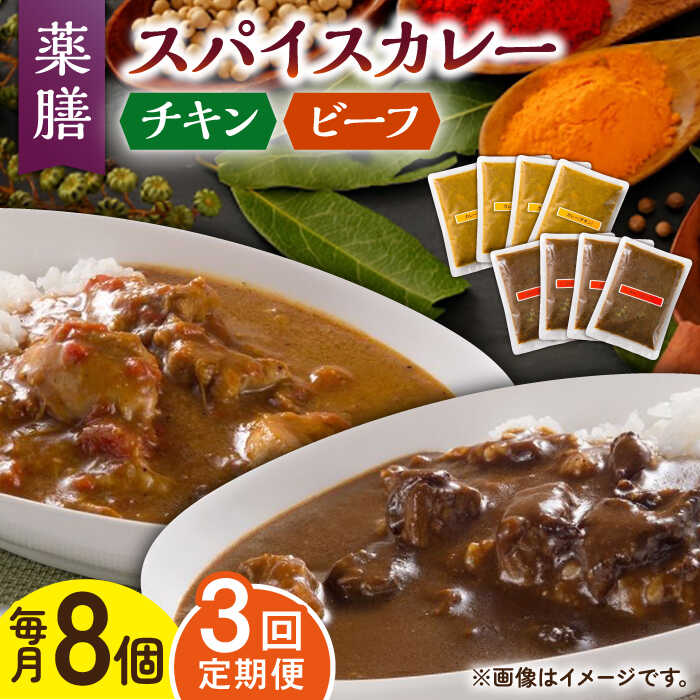 10位! 口コミ数「0件」評価「0」【3回定期便】薬膳スパイスカレー ファミリーセット（チキンカレー 4食 ビーフカレー 4食） /自然庵 [UCQ010]