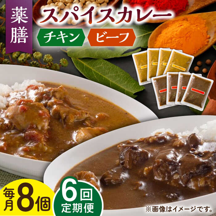 10位! 口コミ数「0件」評価「0」【6回定期便】薬膳スパイスカレー ファミリーセット（チキンカレー 4食 ビーフカレー 4食） /自然庵 [UCQ011]