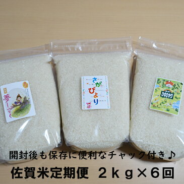 【ふるさと納税】佐賀県産 さがびより 夢しずく ヒノヒカリ 合計12kg 白米 玄米 2kg×6回 食べ比べ 定期便 チャック付 令和3年産 お米マイスター厳選！お米 九州 米 精米 国産 九州産 佐賀県 鹿島市 送料無料 D-120