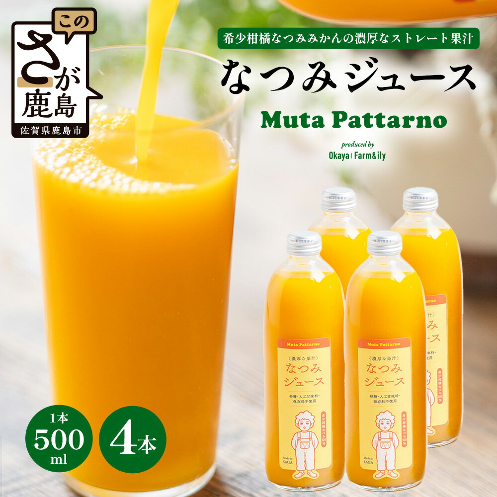 なつみジュース500ml×4本 希少柑橘なつみみかんの濃厚なストレートジュース |なつみ 希少柑橘 ストレート果汁 佐賀県産 送料無料