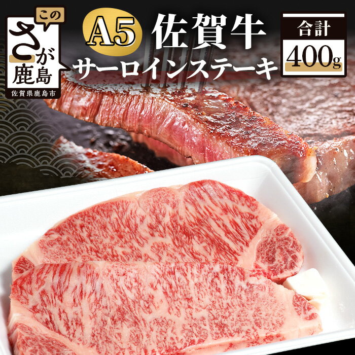 A5等級 佐賀牛 サーロイン ステーキ用 400g (2枚入) 佐賀県 鹿島市 A5ランク 黒毛和牛 佐賀牛 ステーキ サーロイン 400グラム 送料無料 冷凍 牛肉 牛 肉 お肉D-174