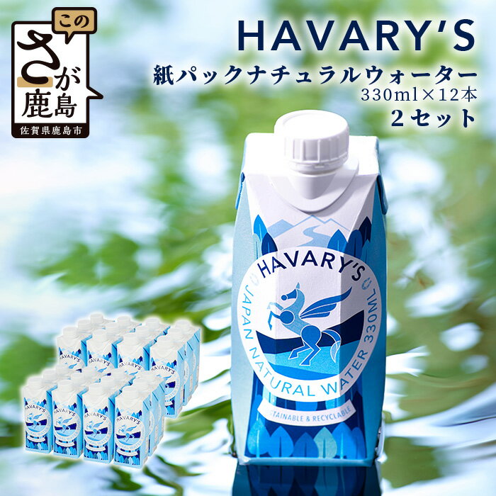 【ふるさと納税】HAVARY’S（ハバリーズ）紙パックナチュラルウォーター【セット販売】330ml×12本　2セット　　佐賀県　鹿島市　送料無料　D-203