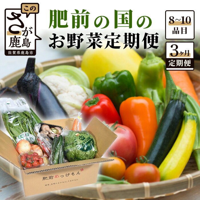 【ふるさと納税】【定期便3ヶ月】肥前の国のお野菜 定期便（定番お野菜8品目程度、季節ごとのお野菜2品目程度） 年3回発送 野菜 果物 季節 旬 詰め合わせ セット 佐賀県 鹿島市 佐賀 グルメ 冷蔵 送料無料 D-77