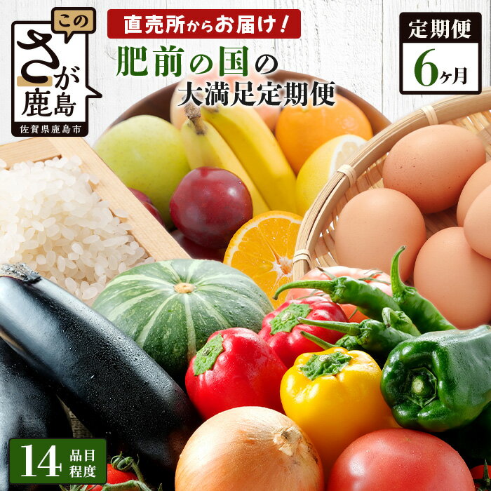 14位! 口コミ数「4件」評価「5」【定期便】肥前の国 お楽しみ 大満足 セット 6回 6ヶ月 14品目程度 | ふるさと納税 野菜 定期 フルーツ 果物 米 卵 たまご やさ･･･ 