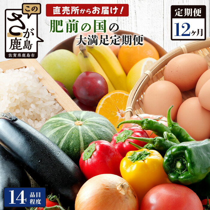 14位! 口コミ数「0件」評価「0」【定期便】肥前の国 お楽しみ 大満足 セット 12回 12ヶ月 14品目程度 | ふるさと納税 野菜 定期 フルーツ 果物 米 卵 たまご ･･･ 