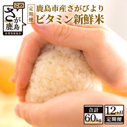 【12か月定期便】1等米 鹿島市産 さがびより 『ビタミン新鮮米』 1kg×5袋 5kg×12回 定期便 12か月 合計60kg 合計12回 ビタミン補給米 佐賀県 鹿島市 米 白米 精米したて 佐賀県 鹿島市 送料無料 L-32