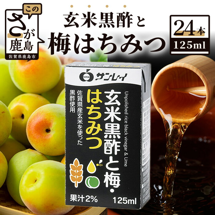 玄米黒酢と梅はちみつ 125ml×24本 清涼飲料水 サンレイ 紙パック 飲料 飲み物 佐賀県 鹿島市 送料無料