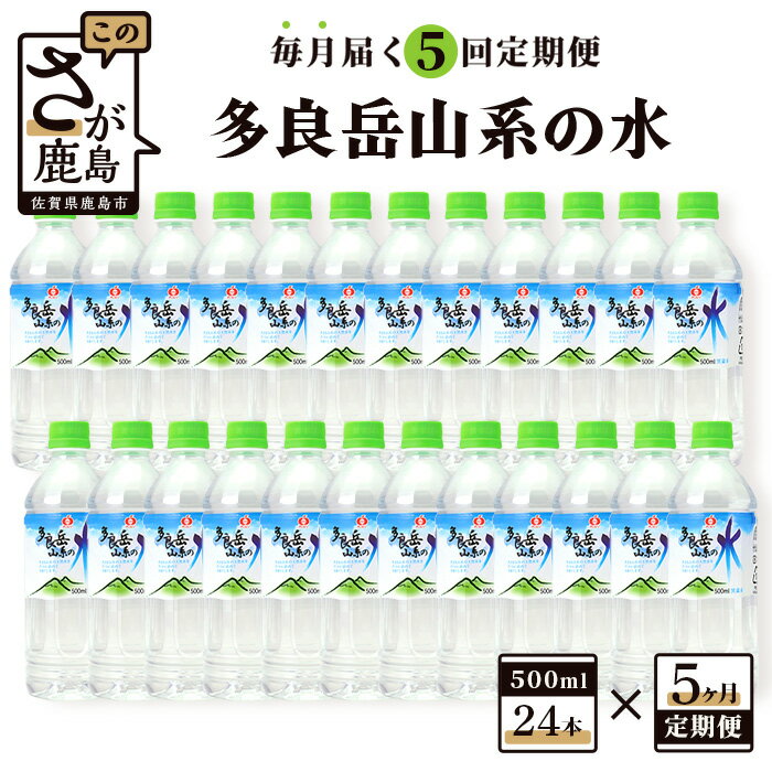 【ふるさと納税】【5ヶ月定期便】『多良岳山系の水』 500ml×24本×5回 サンレイ 5ヶ月 サンレイ 水 定期便 天然水 毎月お届け 佐賀県 鹿島市 送料無料 【G7 広島サミット 2023で提供】 F-14