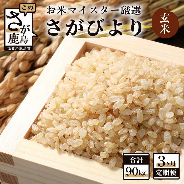 【ふるさと納税】【3ヶ月定期便】鹿島市産 さがびより 玄米 30kg×3回 定期便 3か月 合計90kg 合計3回発送 お米 九州 米 国産 九州産 佐賀県 鹿島市 送料無料 N-5