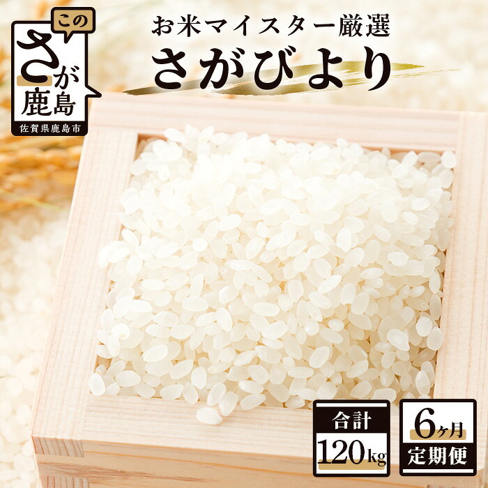 【ふるさと納税】【6ヶ月定期便】鹿島市産 さがびより 白米 20kg×6回 定期便 6か月 合計120kg 合計6回発送 お米 米 精米 国産 九州産 佐賀県 鹿島市 送料無料 R-1 f412074-kashima-10000107 佐賀県鹿島市 パッケージ画像