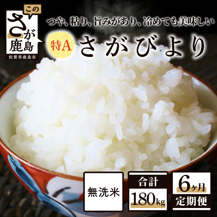 【ふるさと納税】お米マイスターセレクト！ 無洗米 さがびより 白米 30kg×6回 定期便 （佐賀県鹿島市産） 6か月 乾式無洗米 米 お米 精米 国産 九州産 佐賀県 鹿島市 送料無料 T-5