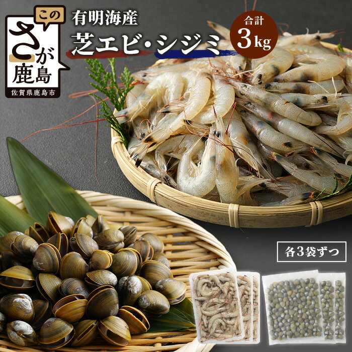 芝エビ 【ふるさと納税】【緊急支援品】冷凍 芝エビ (1.5kg) シジミ (1.5kg) セット 合計3kg 真エビ 急速冷凍 活き締め 芝海老 えび 海老 しじみ 砂抜き済 魚貝類 海鮮 貝 佐賀県 鹿島市 国産 詰め合わせ 送料無料 B-392