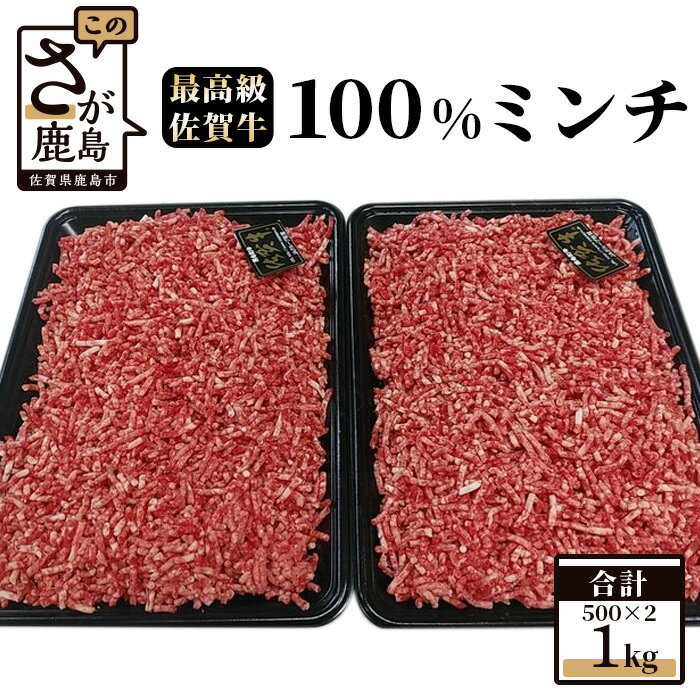 【ふるさと納税】佐賀牛 100% ミンチ 1kg (500g