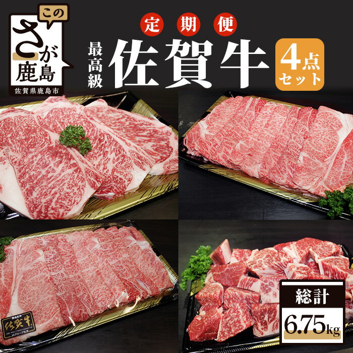 [全3回定期便]佐賀牛 4点セット 総計6.75kg 年3回発送 和牛 佐賀 牛肉 牛 肉 佐賀産 佐賀県 鹿島市 冷凍 送料無料