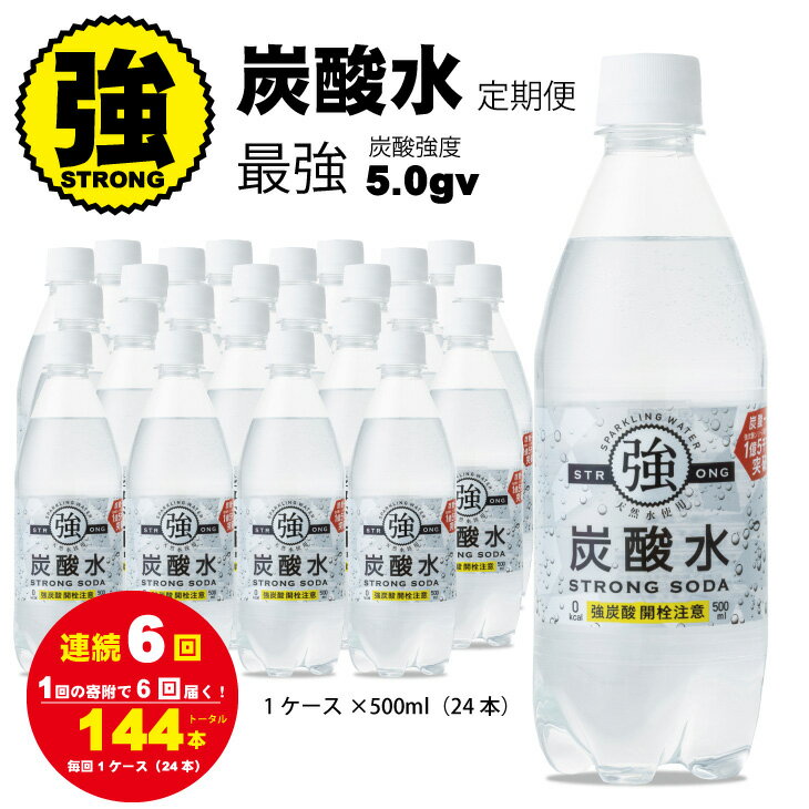 8位! 口コミ数「0件」評価「0」【定期便】（連続6回お届け） 強炭酸水 （500ml）1ケース（計24本） 常温 天然水1リットル 強い ストロング スパークリング ウォー･･･ 