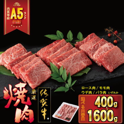 【選べる内容量】 佐賀牛 A5 ランク保証！ 焼肉用 厳選部位 （400g~1,600g） ブランド牛 黒毛和牛 九州 佐賀 送料無料 A5だけブランド牛 薄切り 焼き肉 やきにく 人気 ランキング 高評価 牛肉 国産 佐賀県産 内容量を選べる 【B120-031】