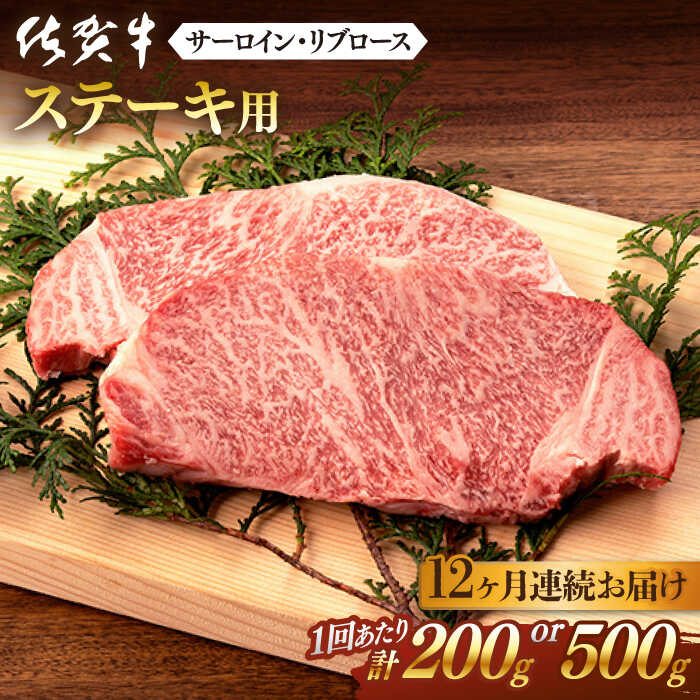 【12回定期便】 佐賀牛 ステーキ用(サーロイン・リブロース) 計2.4kg or 計6kg 佐賀県嬉野市/桑原畜産 [NAB064]