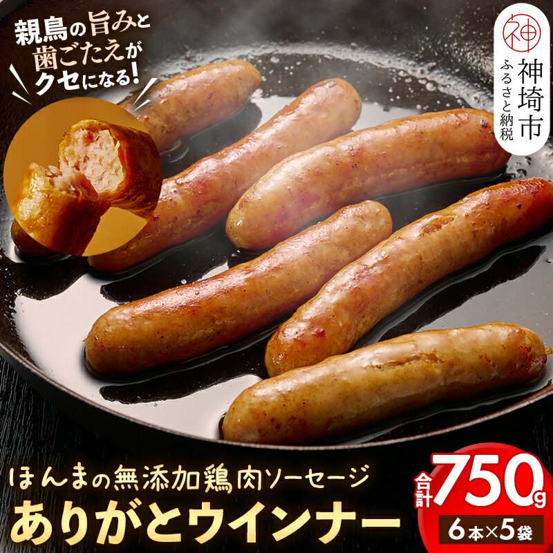 【無添加鶏肉ソーセージ】ありがとウィンナー5袋【国産 神埼産 冷凍 無添加 ウィンナー ソーセージ 自然】(H073111)