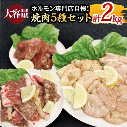 【大容量】お肉の味にとことんこだわった！焼き肉5種セット計2kg（和牛ハラミ800g / 豚ハラミ・丸腸・小腸・シマ腸 各300g）【三田川ホルモン専門店】BBQ/焼肉 [FAC016]