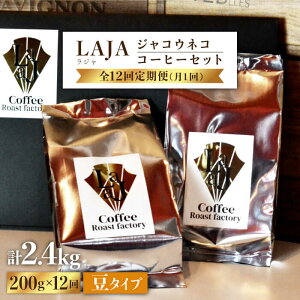 【ふるさと納税】【12回定期便・豆タイプ】ジャコウネココーヒー100g×2（200g）12回合計2.4kg [FBR028]