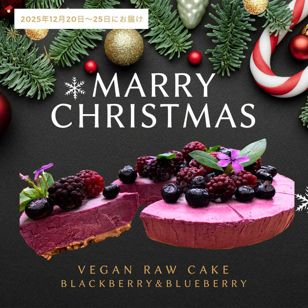 【ふるさと納税】【限定50個】クリスマス限定☆植物性100％ Vegan Raw Cake Double berry（ブルーベリー＆ブラックベリー/Mサイズ）お砂糖・小麦粉・乳製品不使用のスイーツ ヴィーガンローケーキ 【12月20〜25日お届け】 吉野ヶ里町/どんどん良くなる[FCF072]
