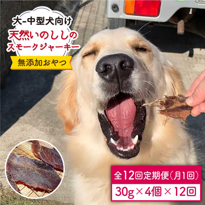 15位! 口コミ数「0件」評価「0」＜12回定期便＞中大型犬向け☆天然いのししスモークジャーキー4個 わんこin食堂/吉野ヶ里町 [FCG069]