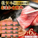 【ふるさと納税】【12回定期便】 艶さし！ 佐賀牛 焼肉用 計6kg （500g×12回） ※バラ・肩ロース・モモのいずれの部位※ 吉野ヶ里町 [FDB035]