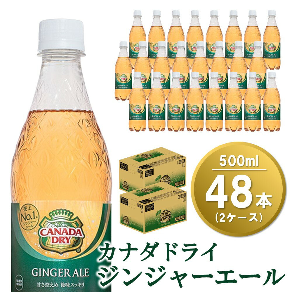 カナダドライ ジンジャーエール 500mlPET(2ケース)計48本[コカコーラ ジンジャエール カナダドライ 炭酸 飲料 ペットボトル 常備 保存 買い置き 水分補給 500ml 24本 1ケース 常備 保存 買い置き] A5-R047048