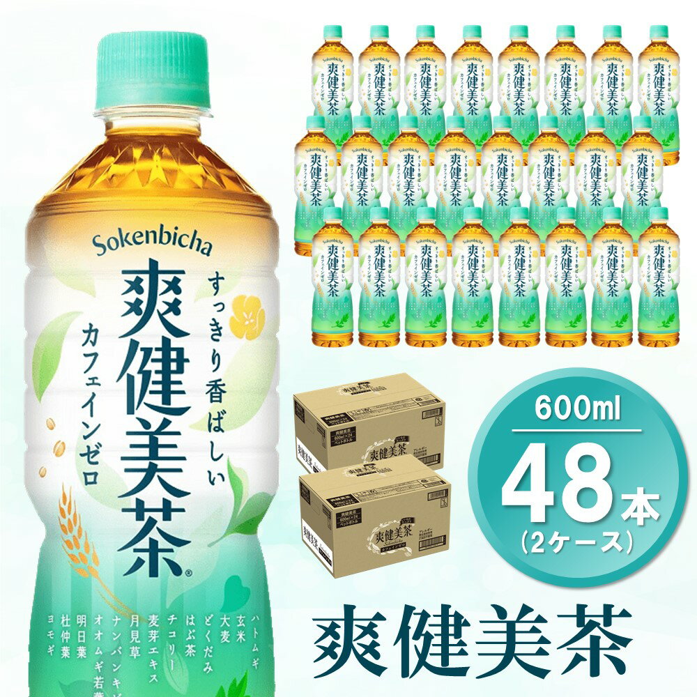 【ふるさと納税】爽健美茶 600mlPET(2ケース)計48本【コカコーラ カフェインゼロ 香ばしい おいしい 国産 ブレンド茶 お茶 ハトムギ 玄米 月見草 大麦 ドクダミ 植物素材 飲料 飲みきり ペットボトル】 A5-R047082