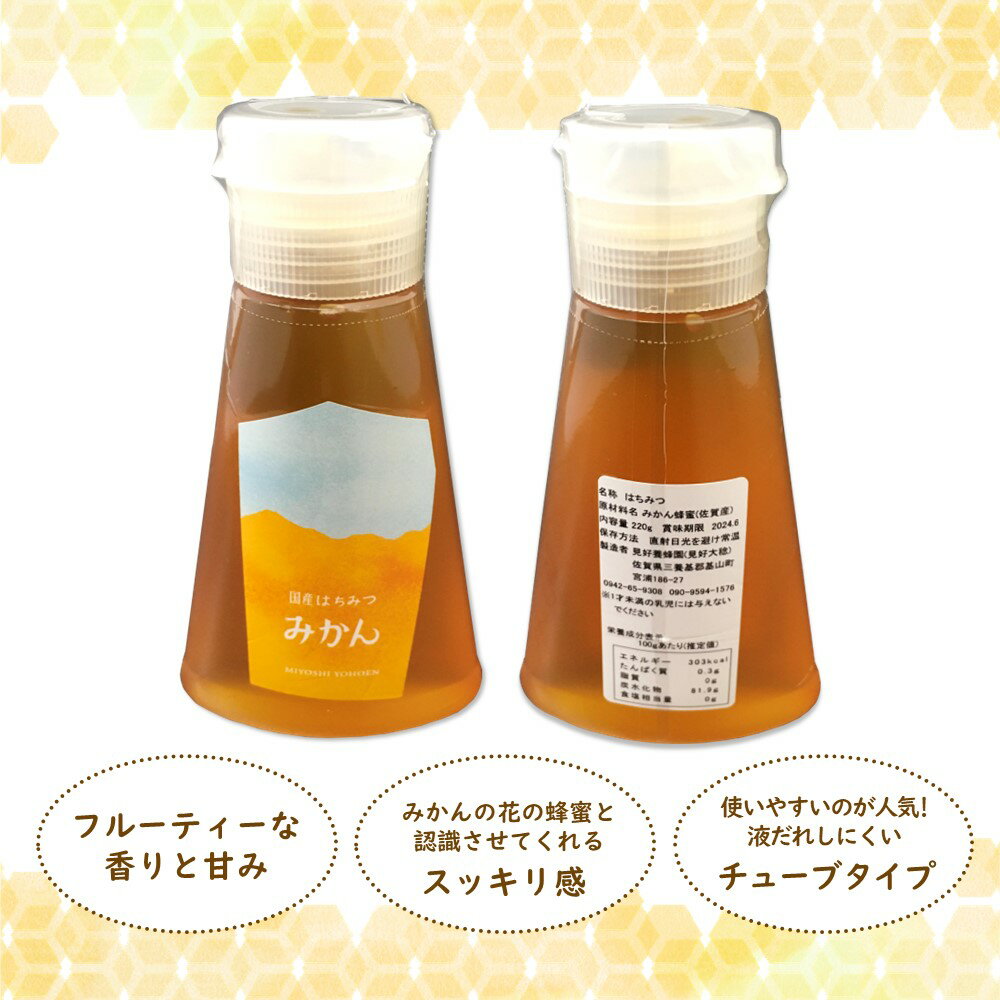 【ふるさと納税】みよしの蜂蜜(みかん)220g×1本【はちみつ みかん 国産 ミツバチ 甘み スッキリ フルーティー トロトロ】 Z3-R063001