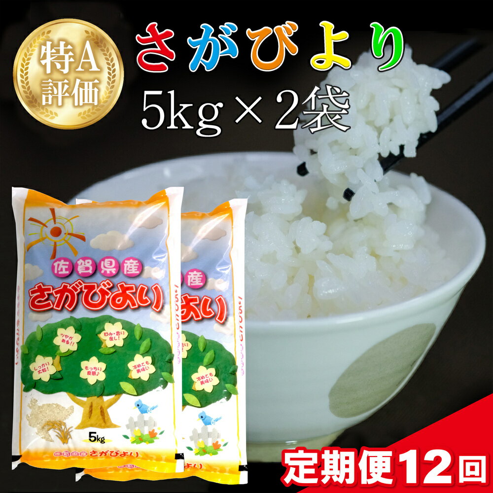 [12カ月定期便]令和5年産 さがびより 10kg (5kg×2袋)[特A米 米 ブランド米 県産米 精米 ごはん おにぎり お弁当 ふっくら もっちり] JF-R018324