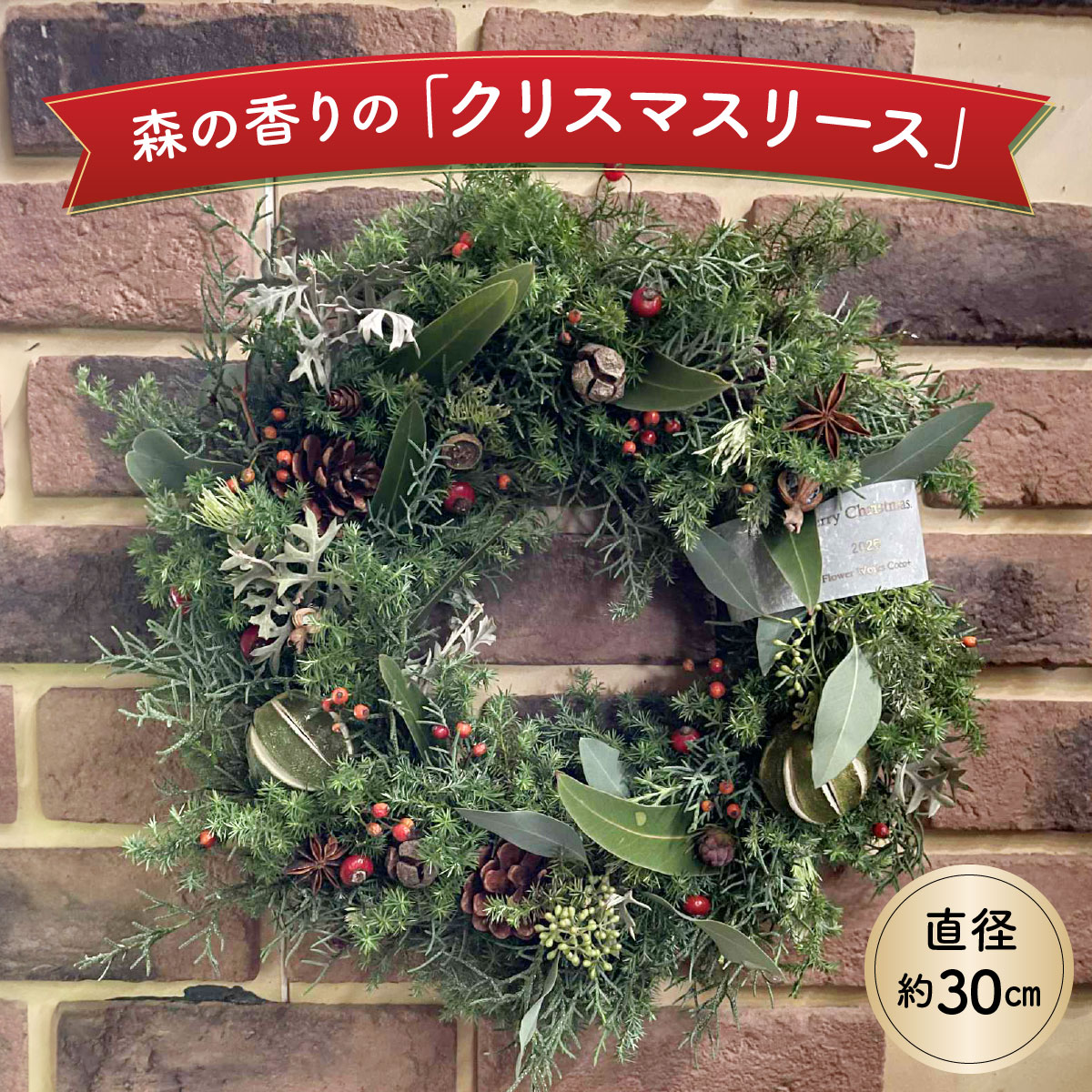 森の香りの「クリスマスリース」 上峰町 生花 観葉植物 Xmas 季節限定 数量限定 送料無料 11月中旬より順次発送いたします