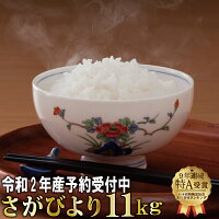 【ふるさと納税】令和2年産さがびより11kg(5.5kgx2袋)【先行予約】2020年10月下旬から順次発送予定!