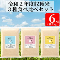 【ふるさと納税】【増量】令和2年産米3種食べ比べ★【2キロ×3袋】6キロ.夢しずく.さがびより.ヒノヒカリ（BG118）