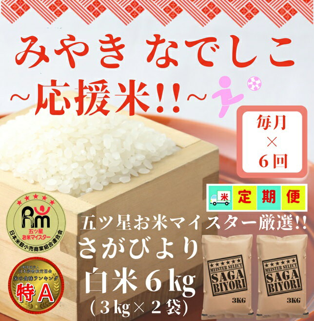 【ふるさと納税】【みやきなでしこ】応援米【6回定期便】さがびより白米6kg（3kg×2袋）（CI380）