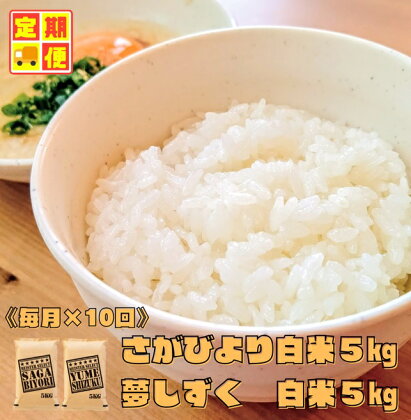 【白米食べ比べ！】さがびより5kg夢しずく5kg【10回定期便】（CI368）