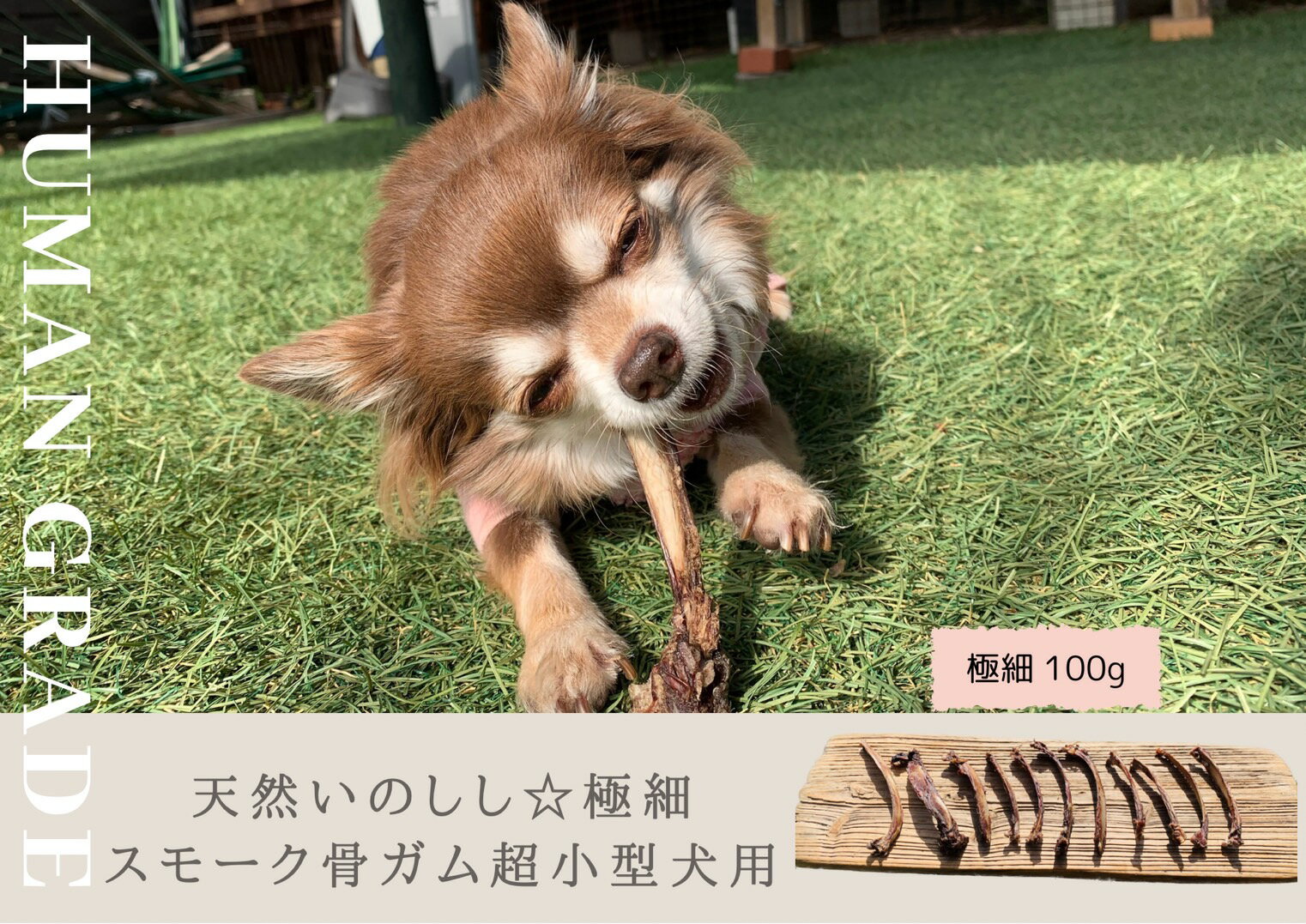 超小型犬向け☆天然いのししのスモーク骨ガム100g