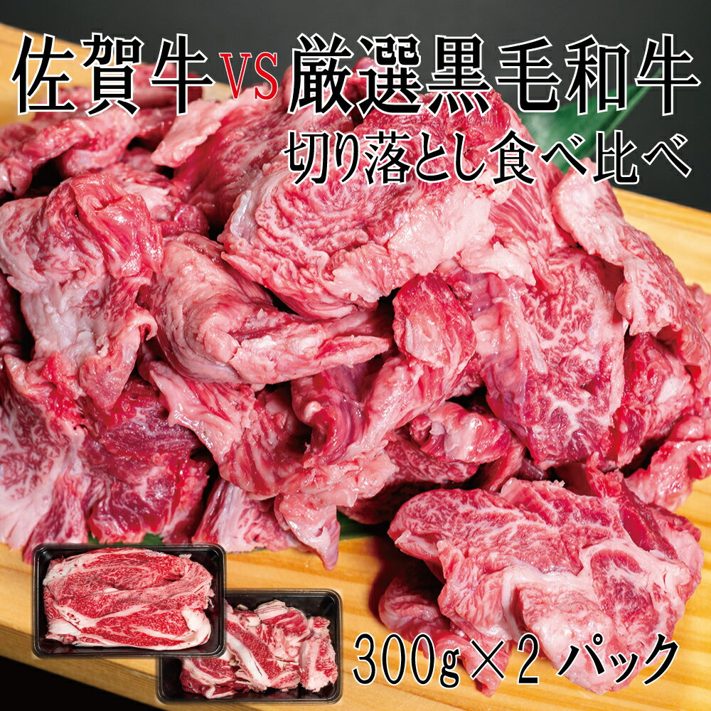 【ふるさと納税】佐賀牛×厳選黒毛和牛　切り落とし食べ比べ300g×2（DX045）