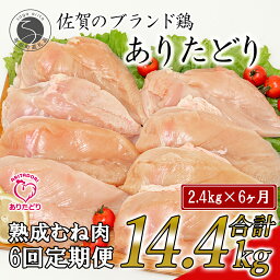 N70-3【ふるさと納税】【6回定期便 総計14.4kg】ありたどり 熟成むね肉 計2.4kg (300g×8パック) 6回 定期便 鶏肉 むね肉 ムネ肉 胸肉 小分け 真空パック 70000円