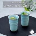 【ふるさと納税】有田焼 天青フリーカップ2個セット 青磁 食器 ビアカップ うつわ 作家 梶原大敬 茂正工房 A25-453