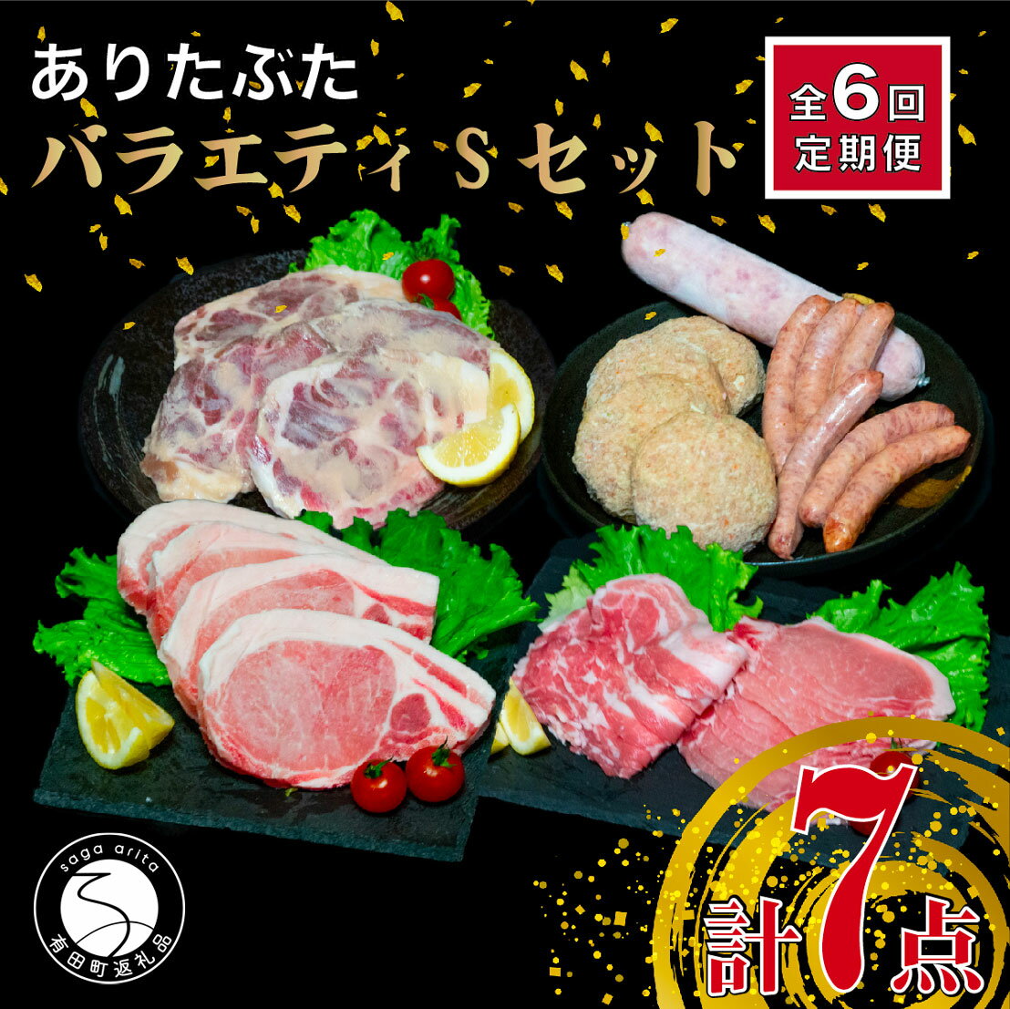 N120-9【ふるさと納税】【6回定期便 豚肉7種セット】ありたぶた バラエティSセット (豚肉7種) 6回 定期便 小分け 真空パック 豚肉 ロース バラ ウインナー ソーセージ ハンバーグ 120000円