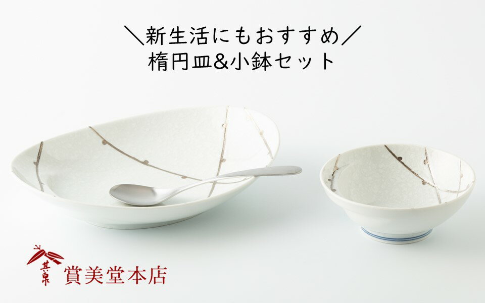 6位! 口コミ数「0件」評価「0」A25-403有田焼【其泉】楕円皿・小鉢「樹氷」2点セット 賞美堂本店