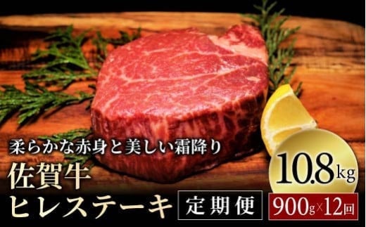 【ふるさと納税】＜定期便・全12回＞ ブランド銘柄 佐賀牛 ヒレステーキ 10.8kg (180g程度×5枚×12回)