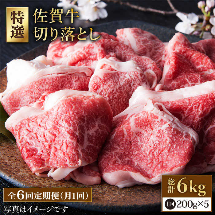 【ふるさと納税】【全6回定期便】佐賀牛 小分け 切り落とし 1kg ( 200g 5パック ) 【肉の三栄】 [HAA081]