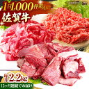 【ふるさと納税】【全12回定期便】佐賀牛 おうちごはんセットB 2.2kg ( 切り落とし 1kg ミンチ 600g 牛すじ 600g ) 【山下牛舎】 [HA...